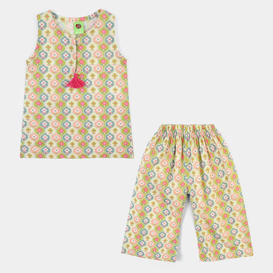 Infant Girls Cotton Printed 2Pcs Petals - Multi