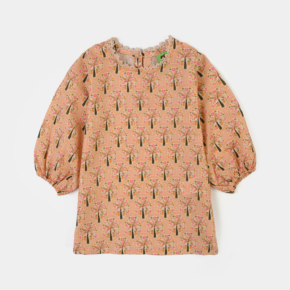 Infant Girls Poly Lawn Printed 2Pcs Palm Tree