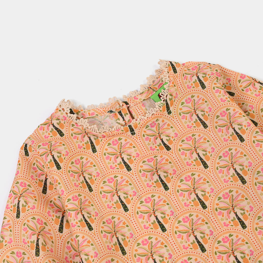Infant Girls Poly Lawn Printed 2Pcs Palm Tree