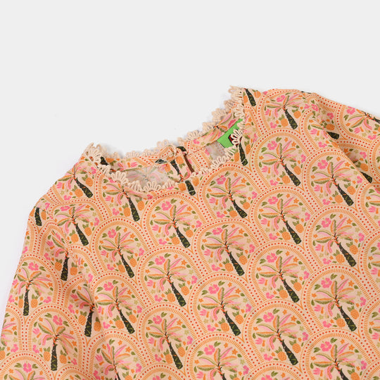 Infant Girls Poly Lawn Printed 2Pcs Palm Tree