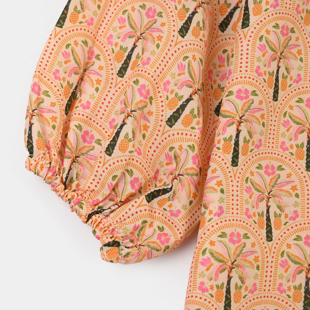 Infant Girls Poly Lawn Printed 2Pcs Palm Tree