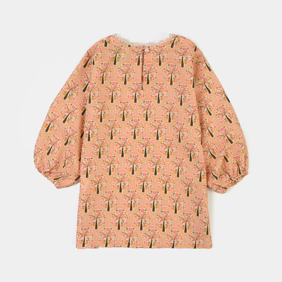 Infant Girls Poly Lawn Printed 2Pcs Palm Tree