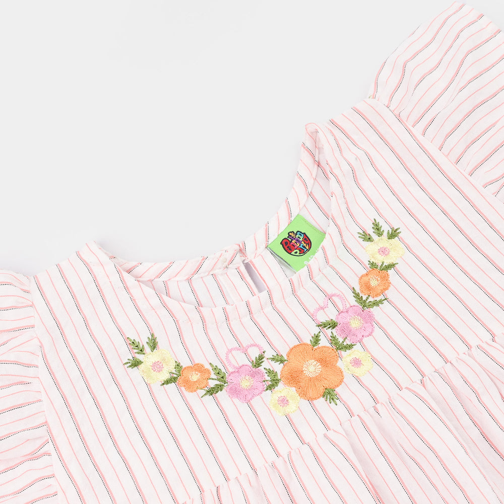 Infant Girls Cotton Slub Emb Top Birdy-Multi