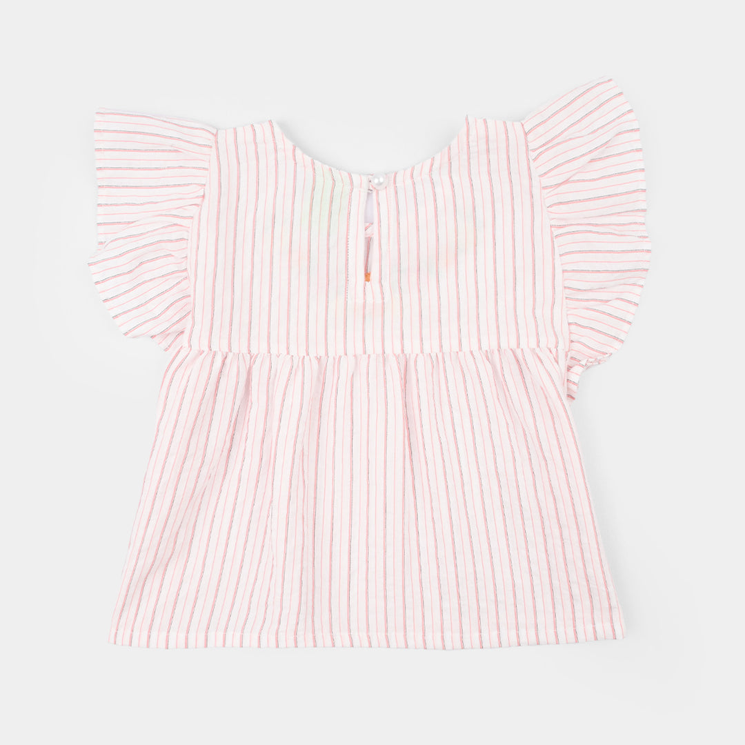 Infant Girls Cotton Slub Emb Top Birdy-Multi
