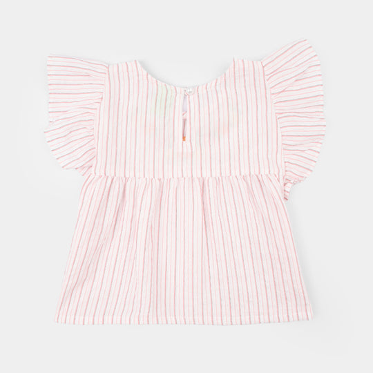 Infant Girls Cotton Slub Emb Top Birdy-Multi