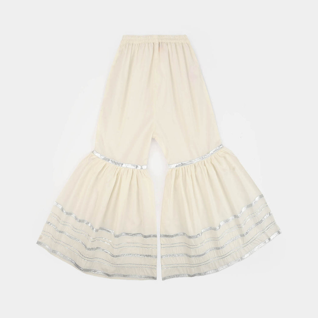Infant Girls Cotton Flared Gharara-White