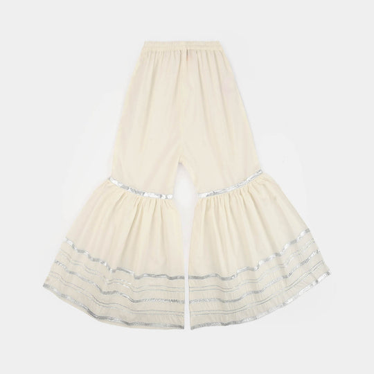 Infant Girls Cotton Flared Gharara-White