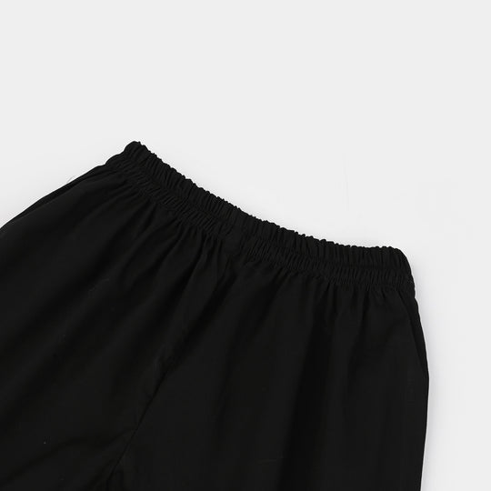 Girls Cotton Flared Gharara - BLACK