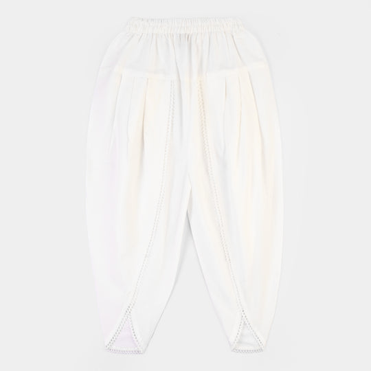 Girls Cotton Tulip Shalwar-White