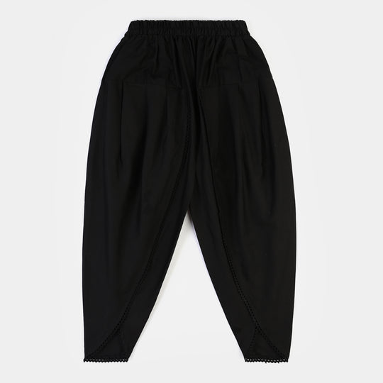 Girls Cotton Tulip Shalwar (Black)