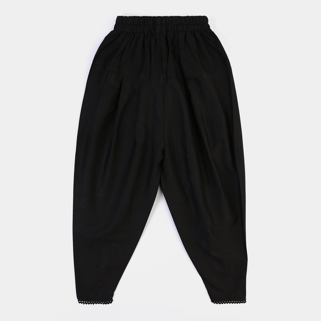 Girls Cotton Tulip Shalwar (Black)