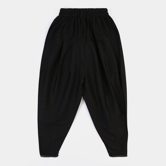 Girls Cotton Tulip Shalwar (Black)