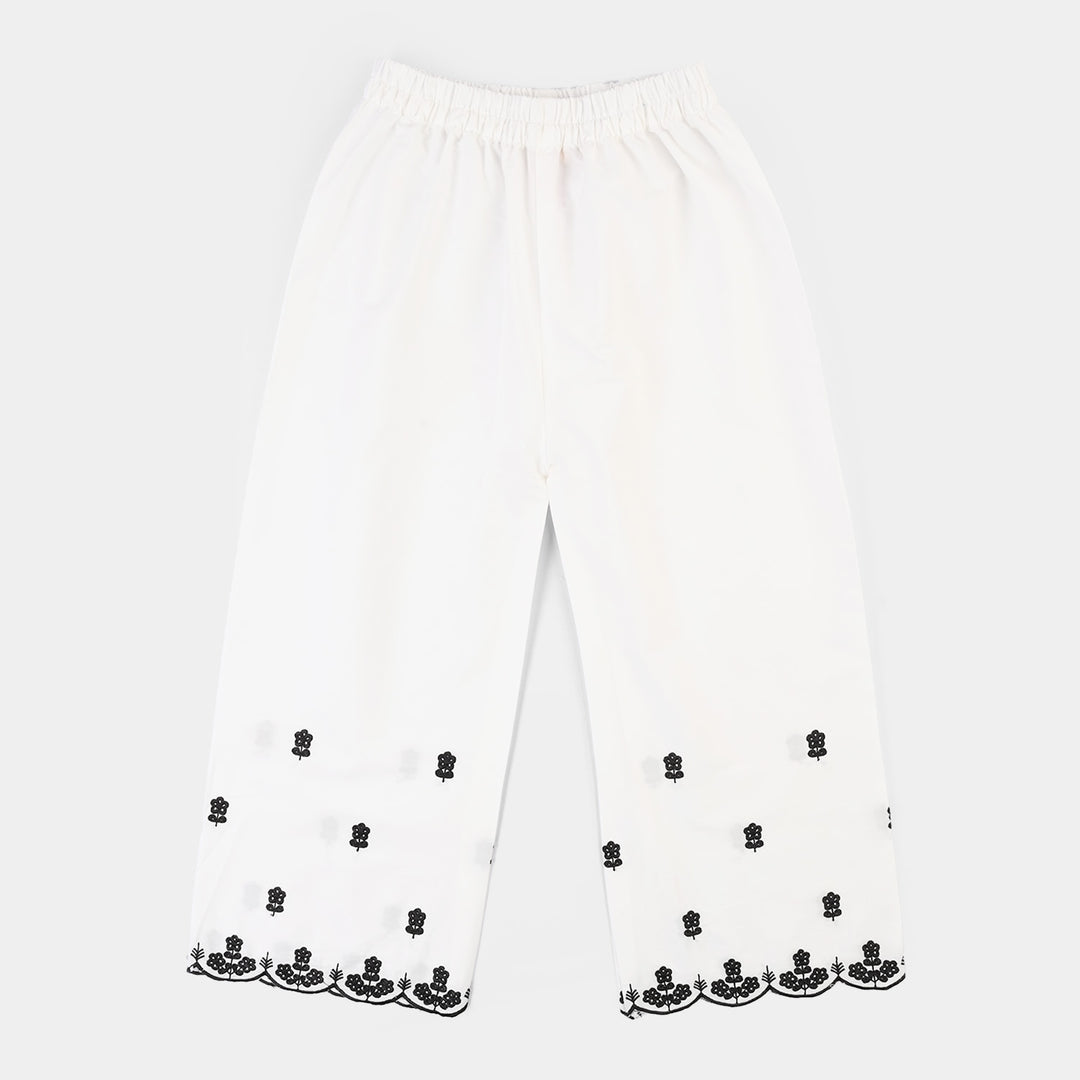 Girls Cotton Emb Culotte -WHITE