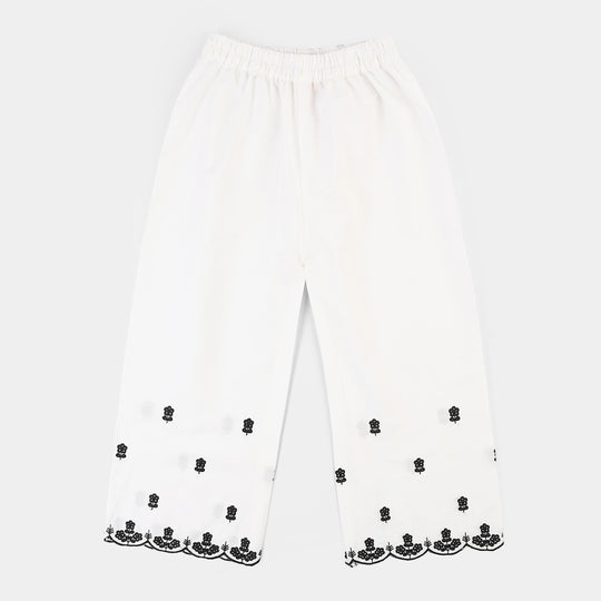 Girls Cotton Emb Culotte -WHITE