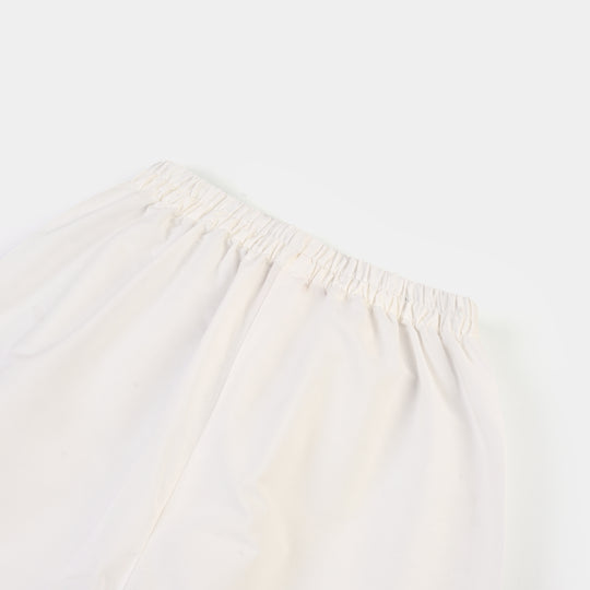 Infant Girls Cotton Emb Culotte -WHITE
