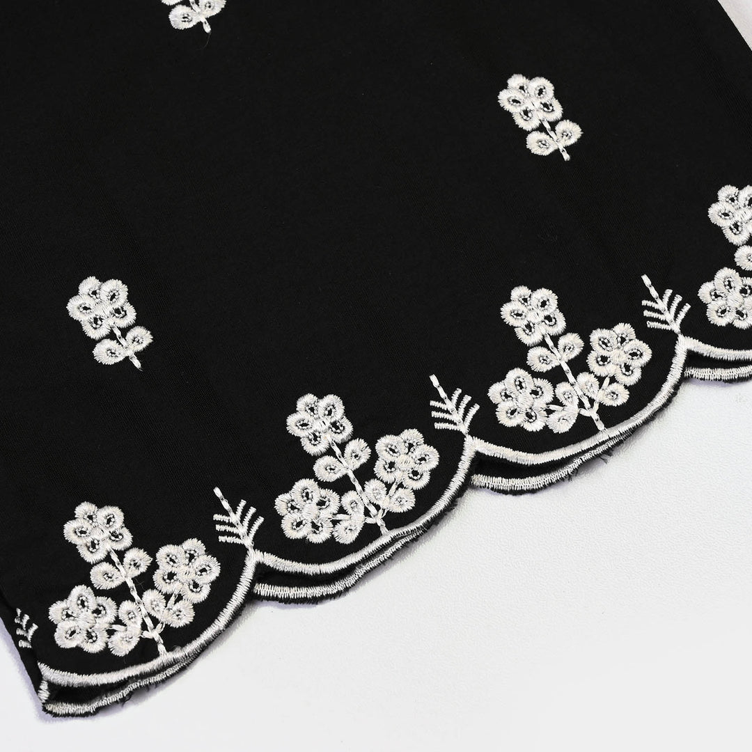 Girls Cotton Emb Culotte -BLACK