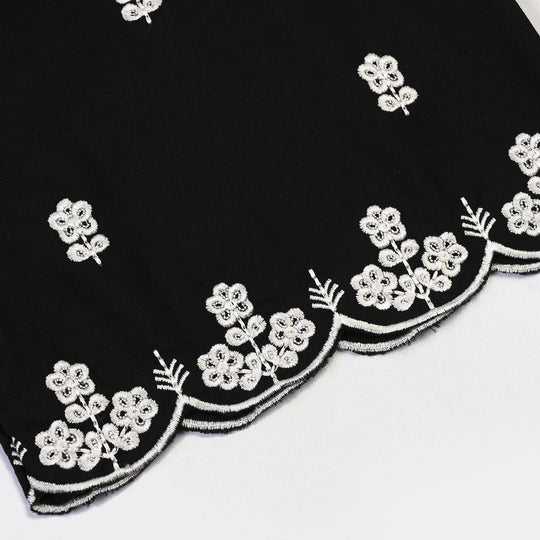Girls Cotton Emb Culotte -BLACK