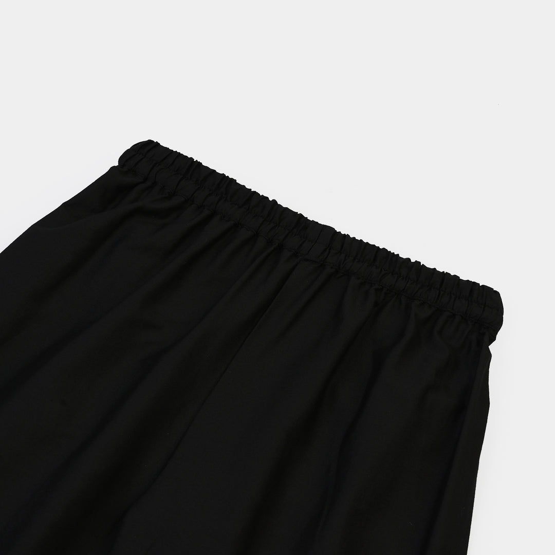 Girls Cotton Emb Culotte -BLACK
