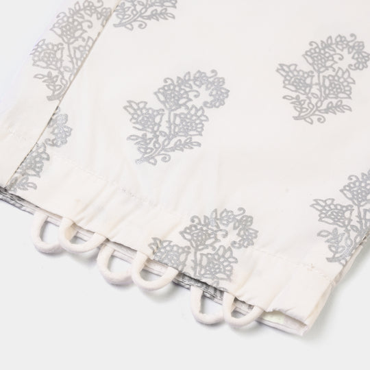 Girls Cotton Screen Print Straight Pant -WHITE