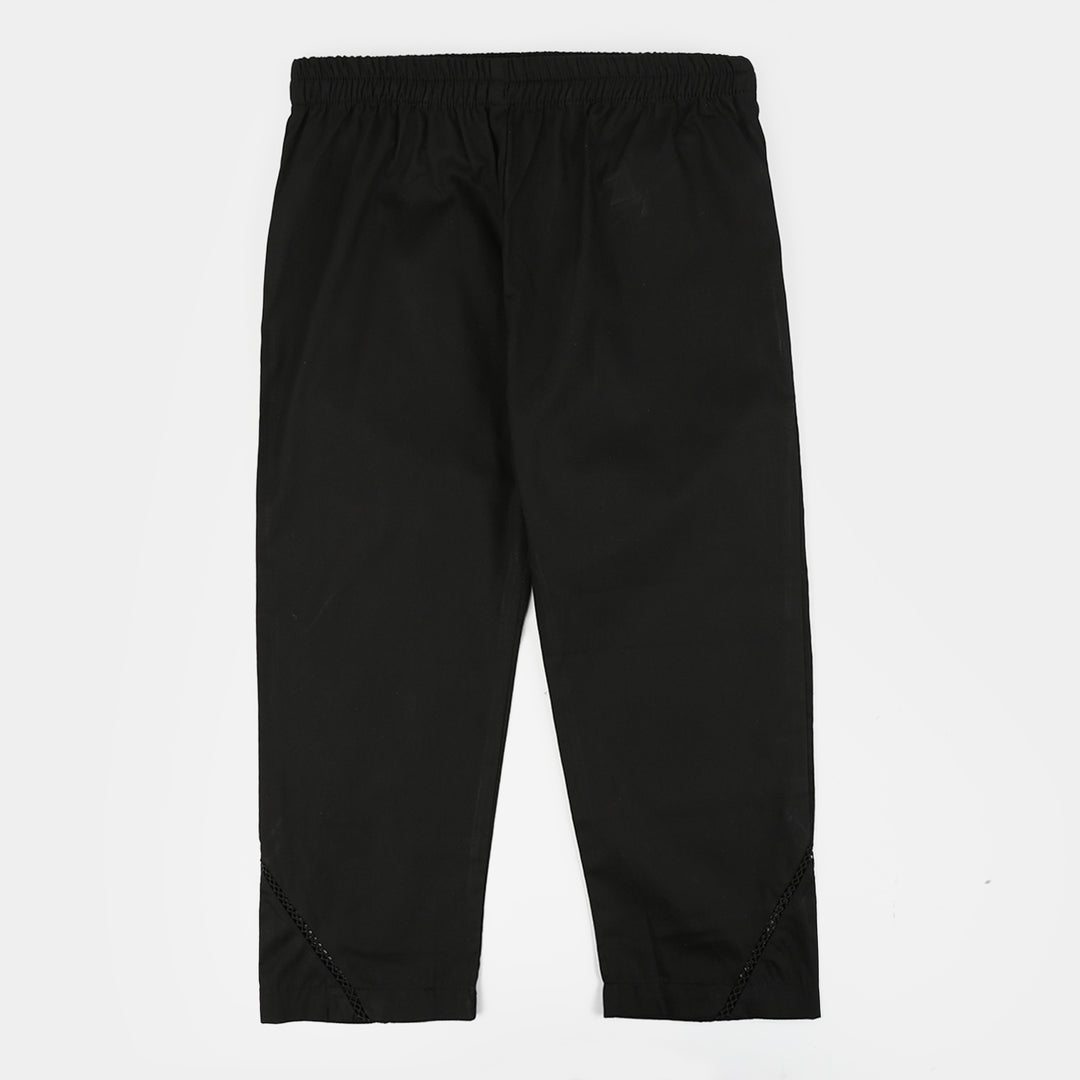 Girls Cotton Straight Pant - BLACK