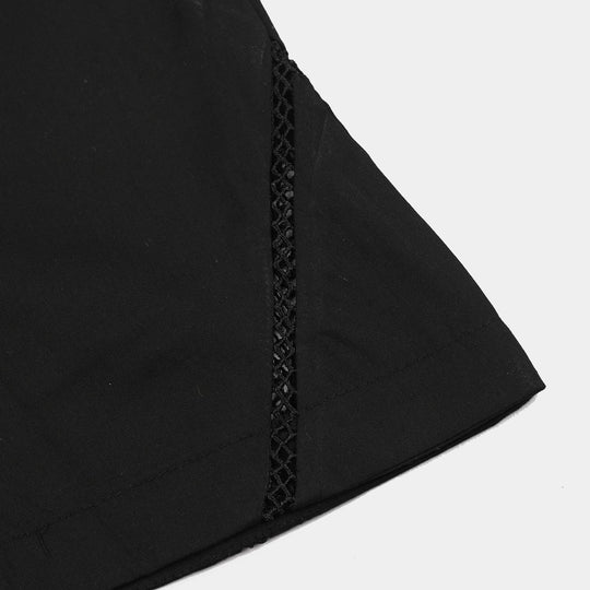Girls Cotton Straight Pant - BLACK