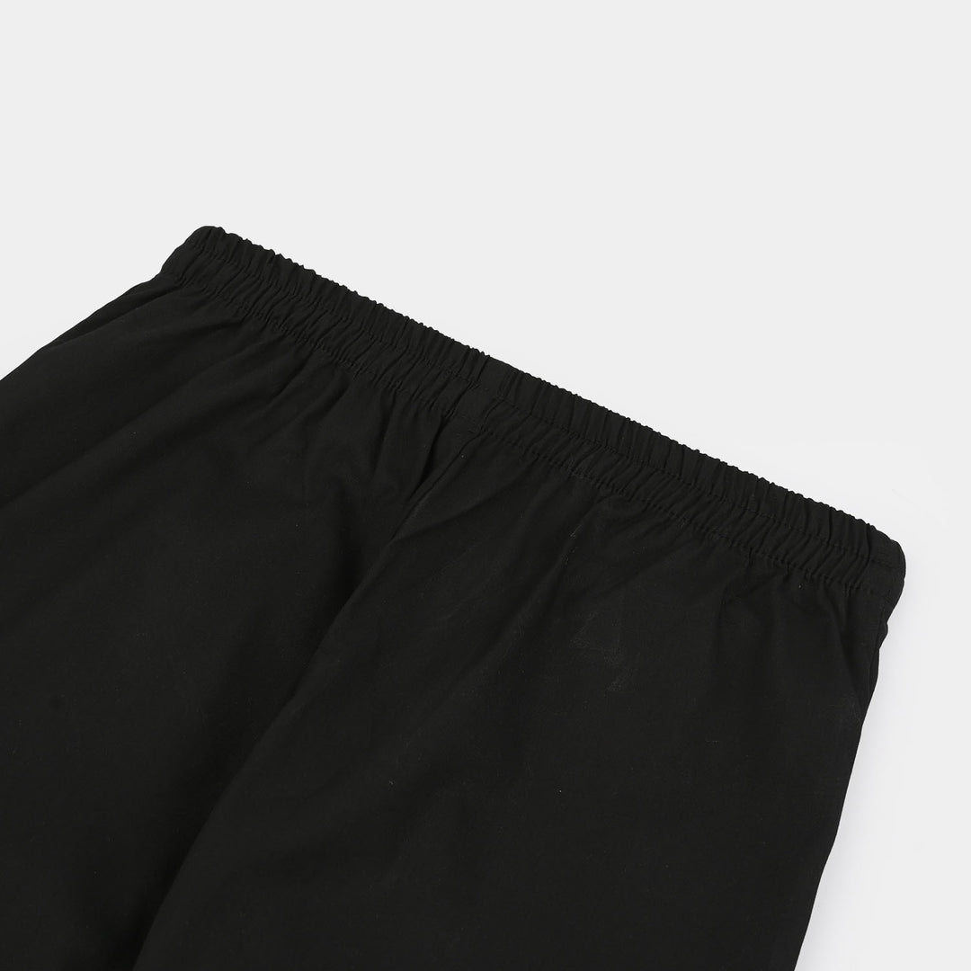 Girls Cotton Straight Pant - BLACK