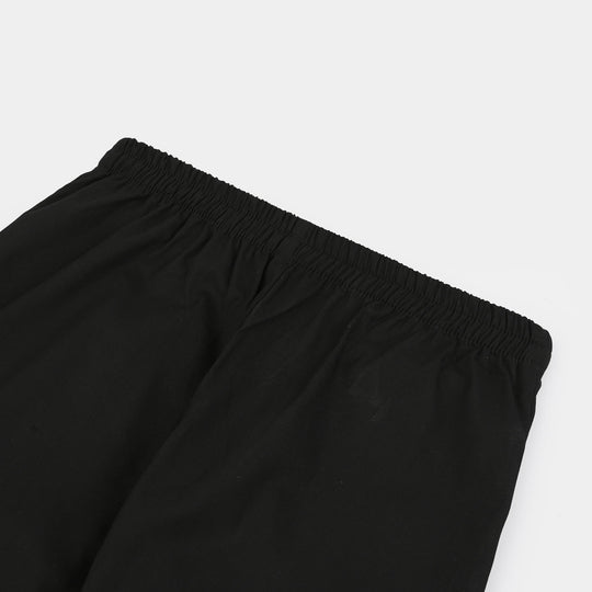 Girls Cotton Straight Pant - BLACK