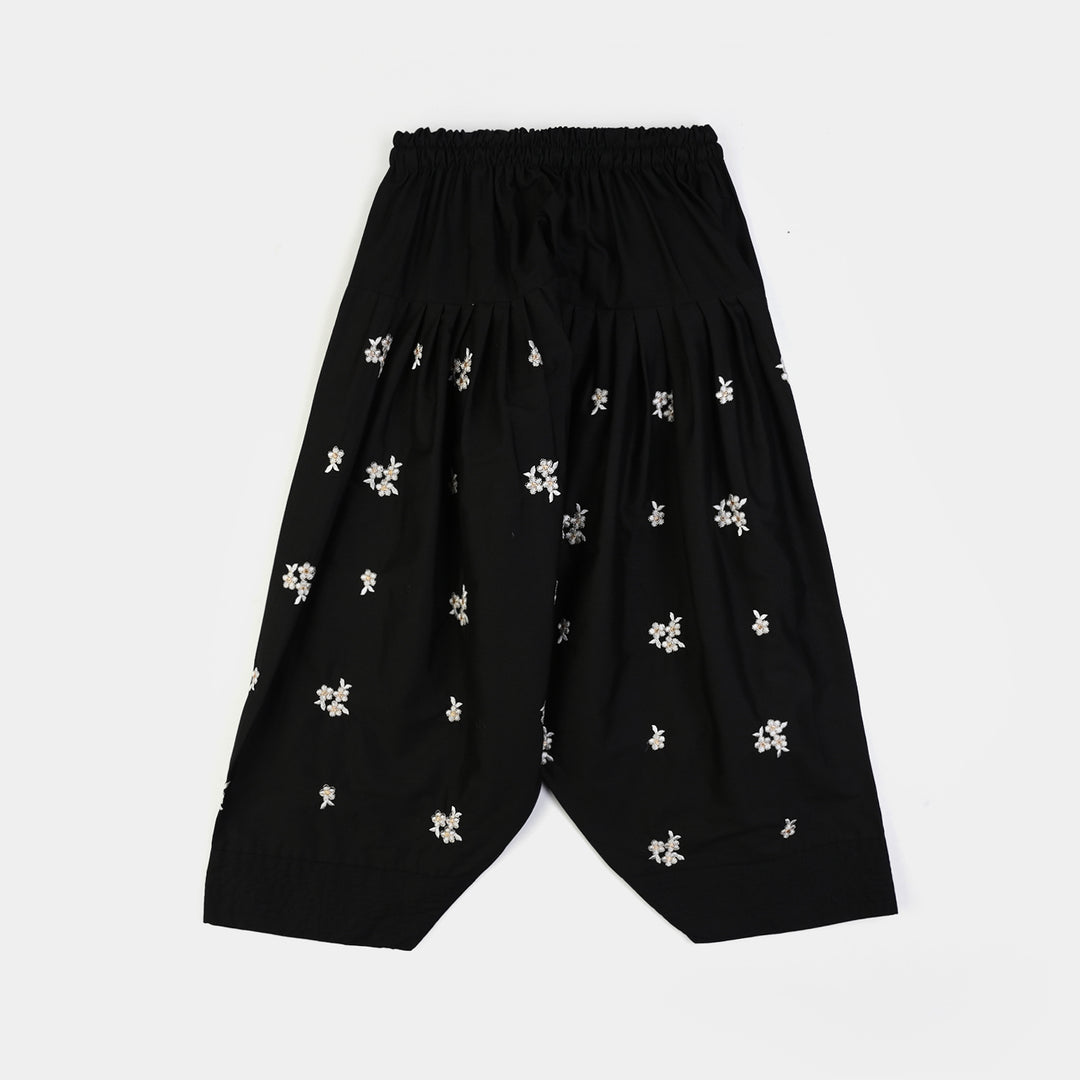 Girls Cotton Emb Farshi Shalwar (Black)