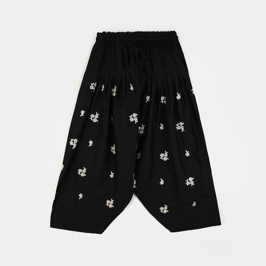 Girls Cotton Emb Farshi Shalwar (Black)