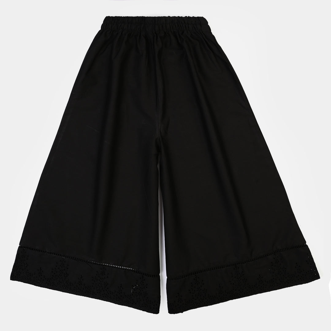 Girls Cotton Flared Dhaka Pant (Black)