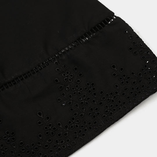Girls Cotton Flared Dhaka Pant (Black)
