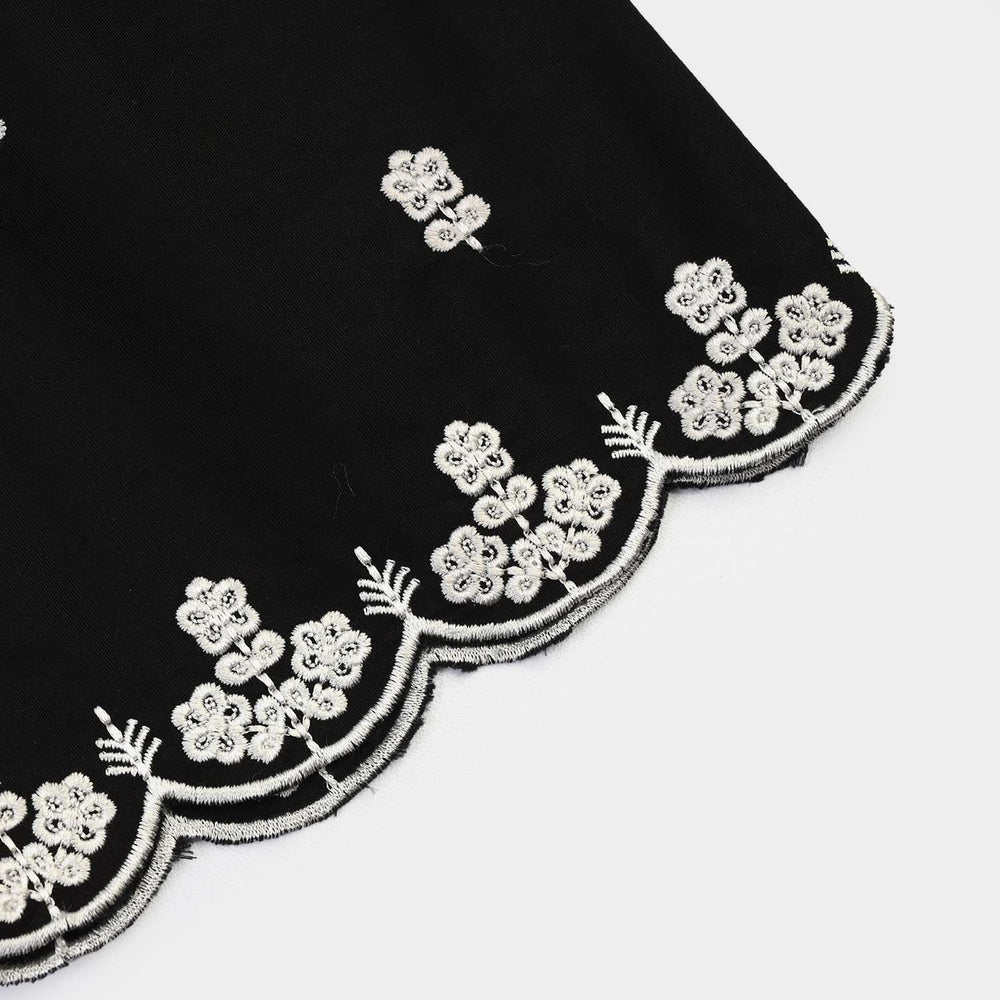 Infant Girls Cotton Emb Culotte -BLACK