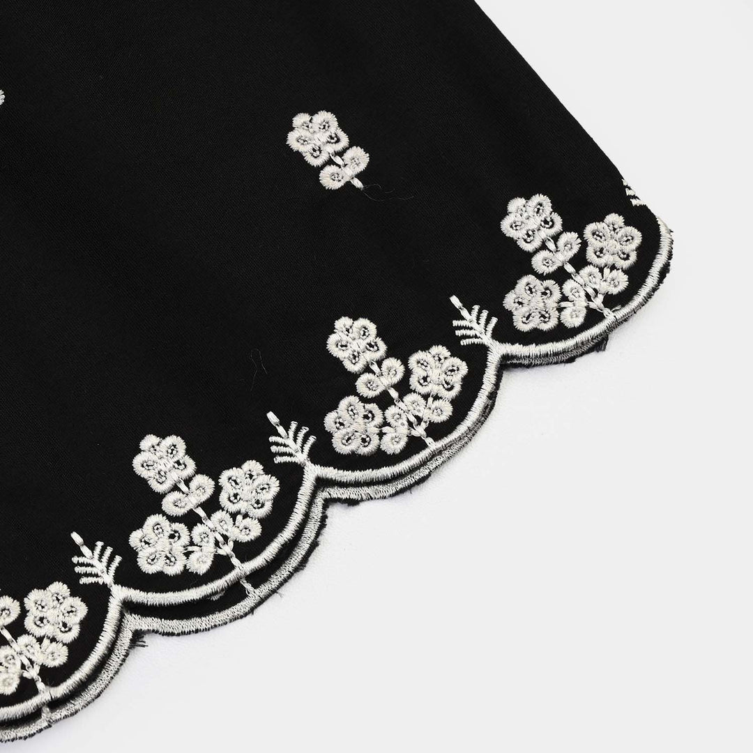 Infant Girls Cotton Emb Culotte -BLACK