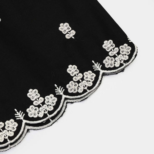 Infant Girls Cotton Emb Culotte -BLACK