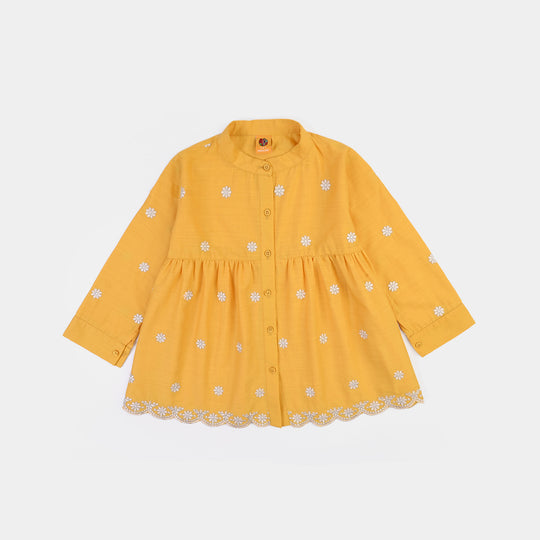 Girls Cotton Emb Top Jasmine-Yellow