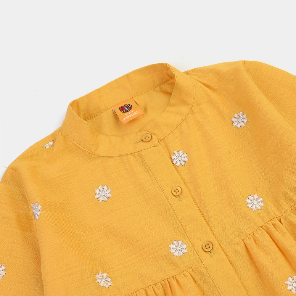 Girls Cotton Emb Top Jasmine-Yellow