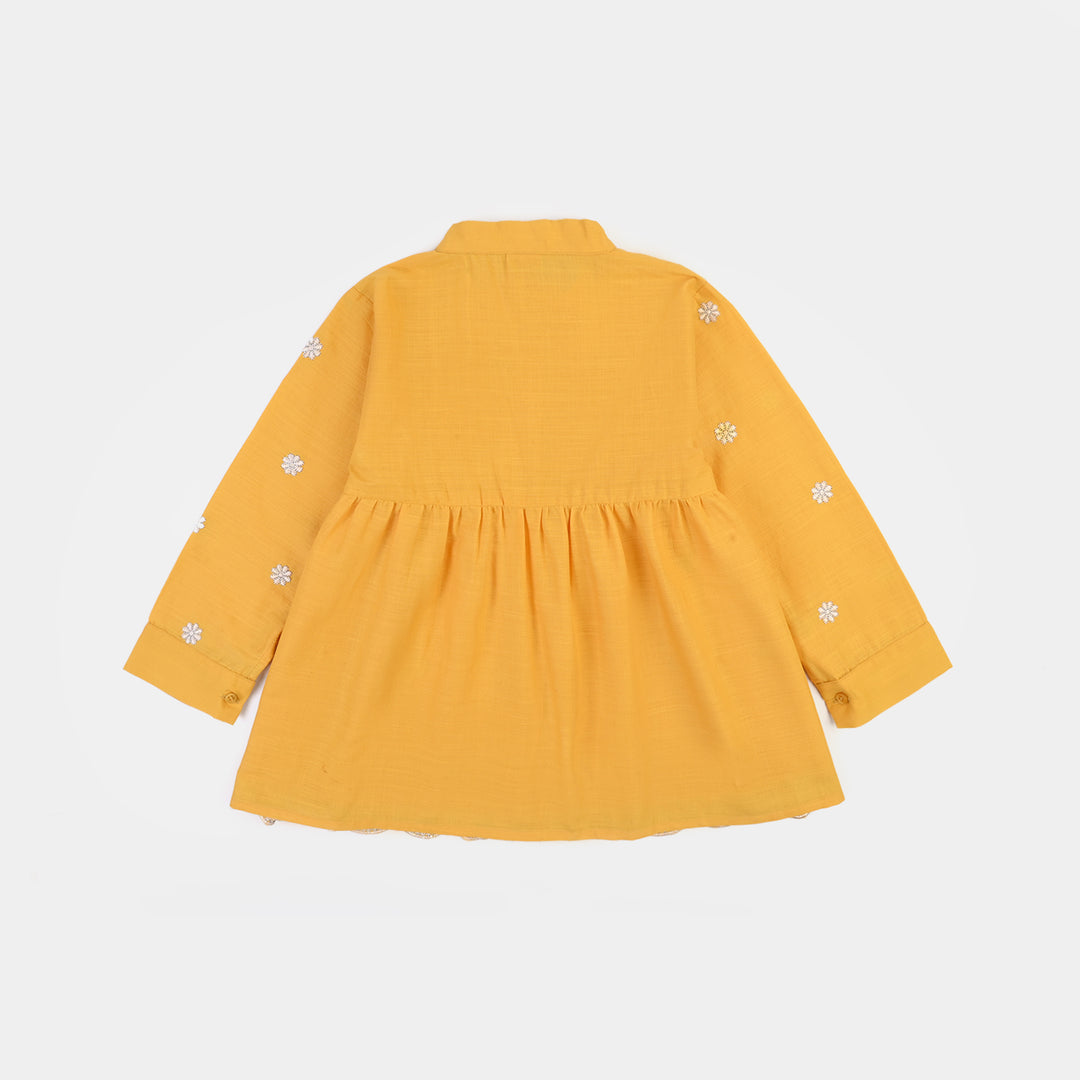 Girls Cotton Emb Top Jasmine-Yellow