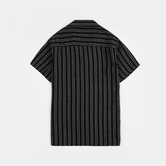 Boys Yarn Dyed Shirt (ACCELERATE)-BLACK