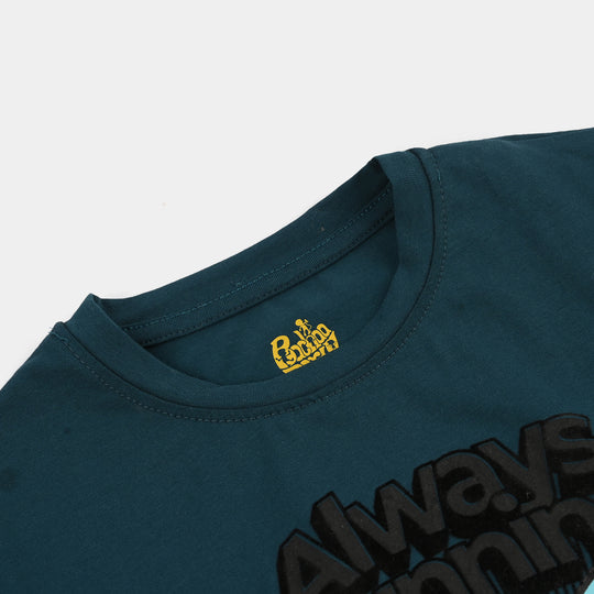 Boys Lycra Jersey T-Shirt ALWAYS RUNNING- Teal