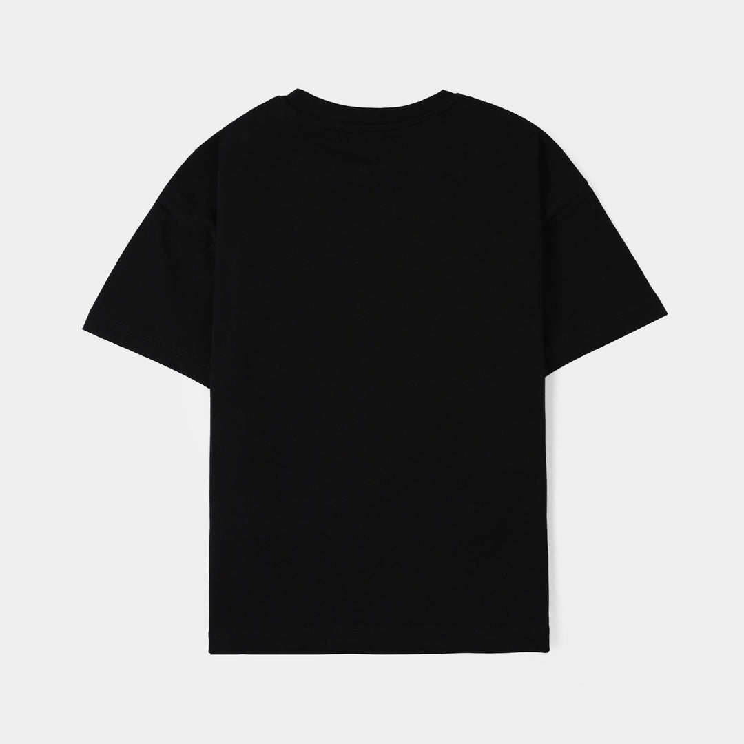 Girls Lycra Jersey T-Shirt Great Things-BLACK