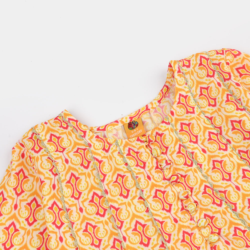 Girls Poly Lawn Printed Kurti IKAT-Multi