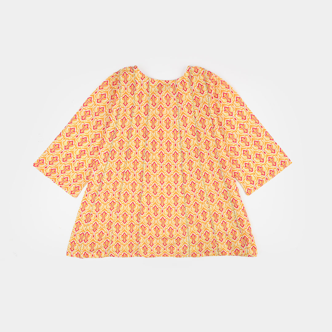 Girls Poly Lawn Printed Kurti IKAT-Multi