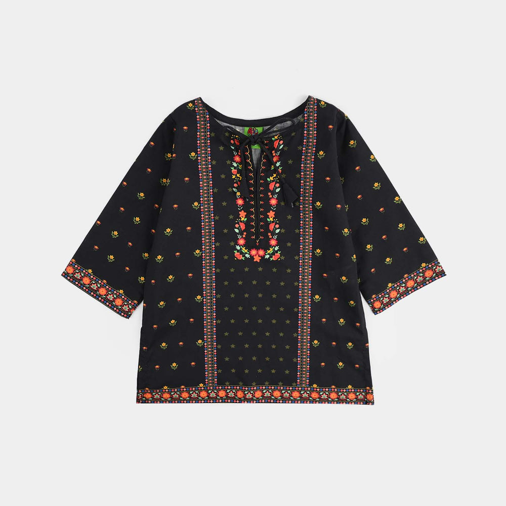Infant Girls Cotton Printed 2Pcs Koyal-BLACK