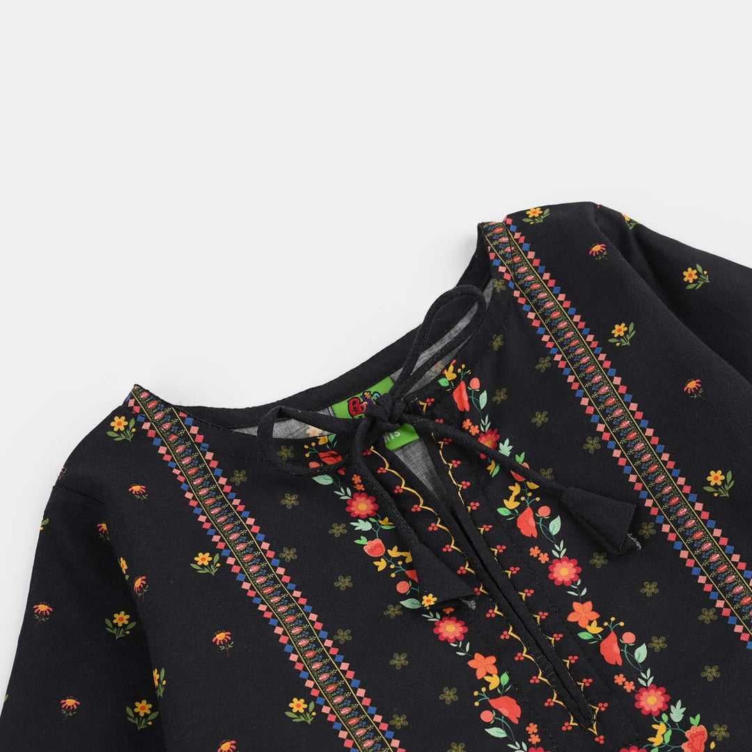 Infant Girls Cotton Printed 2Pcs Koyal-BLACK