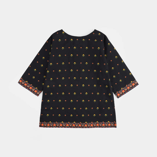 Infant Girls Cotton Printed 2Pcs Koyal-BLACK
