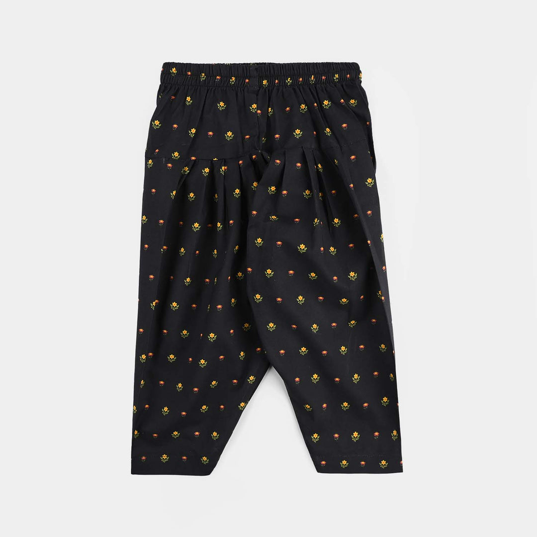 Infant Girls Cotton Printed 2Pcs Koyal-BLACK