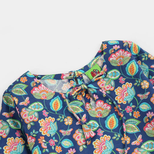 Infant Girls Cotton Printed 2Pcs Butterfly-Blue