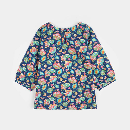 Infant Girls Cotton Printed 2Pcs Butterfly-Blue