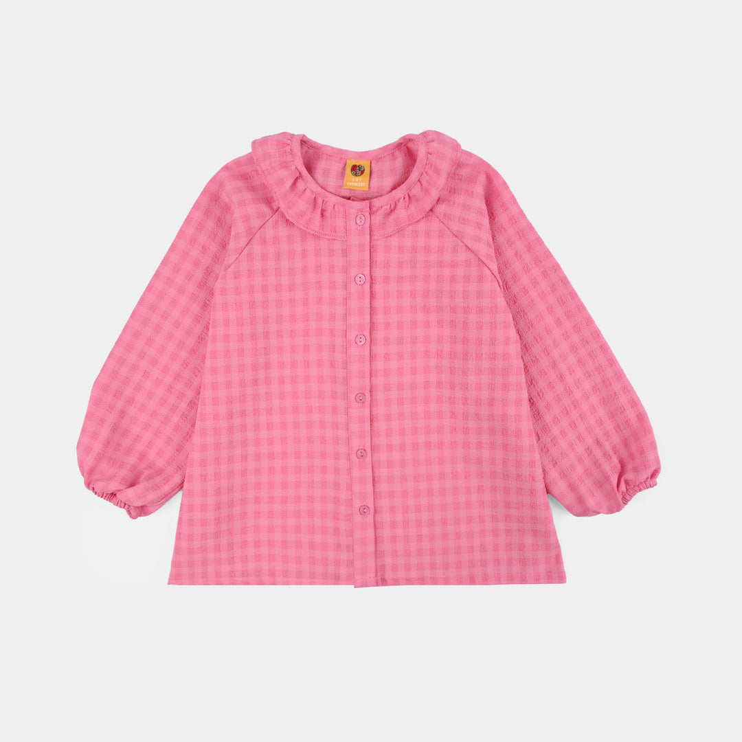 Teens Girls Poly Crinkle Casual Top Morning Glory-PINK