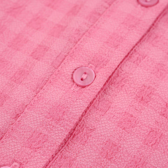 Teens Girls Poly Crinkle Casual Top Morning Glory-PINK